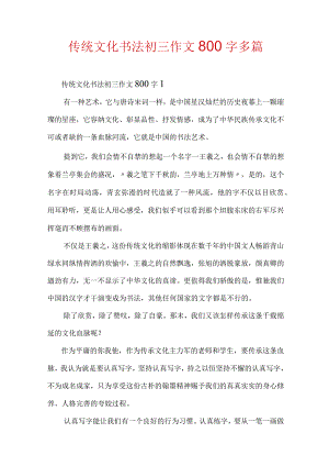 传统文化书法初三作文800字多篇.docx