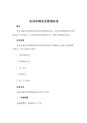 机动车辆安全管理标准.docx