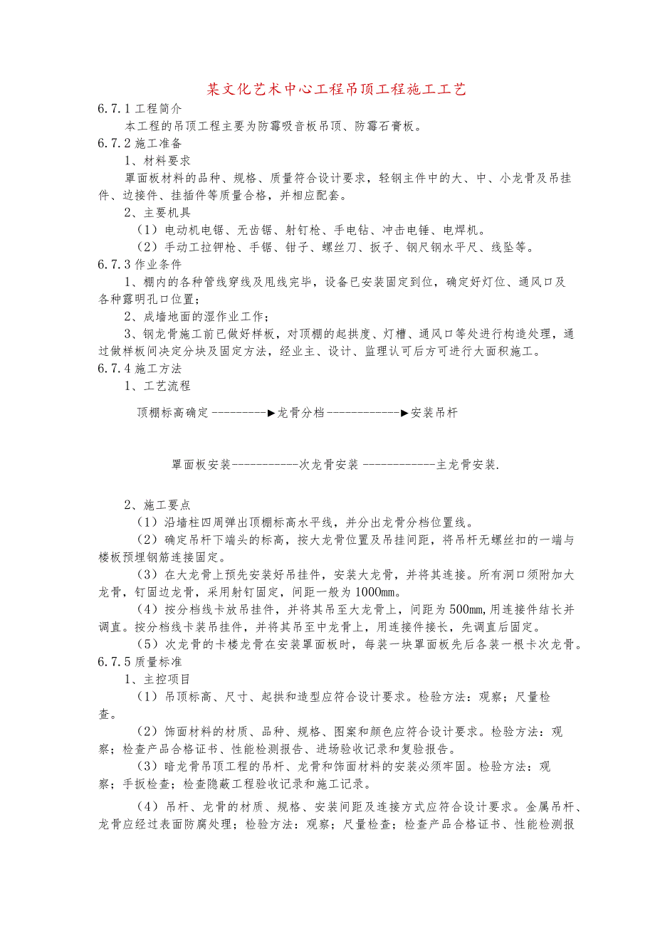 某文化艺术中心工程吊顶工程施工工艺.docx_第1页