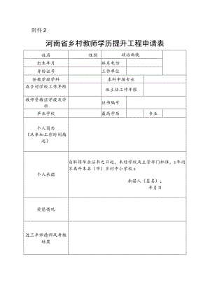 河南省乡村教师学历提升工程申请表.docx