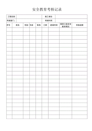 安全教育考核记录表模板范文.docx