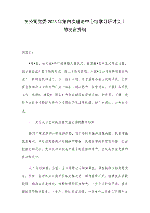 在公司党委2023年第四次理论中心组学习研讨会上的发言提纲.docx