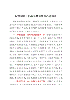 纪检监察干部队伍教育整顿心得体会.docx