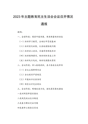 2023年主题教育民主生活会会议召开情况通报.docx