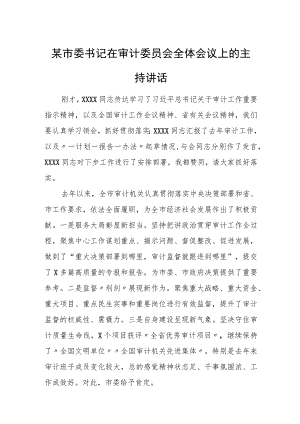 某市委书记在审计委员会全体会议上的主持讲话.docx
