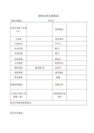 材料分供方调查表47(2023年).docx