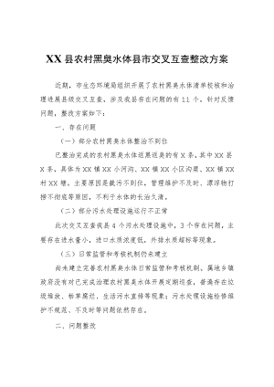 XX县农村黑臭水体县市交叉互查整改方案.docx