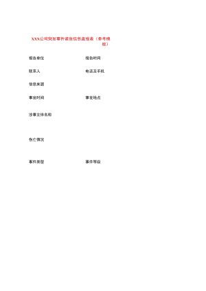 公司突发事件紧急信息直报表模板.docx