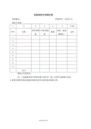 设备投标分项报价表50(2023年).docx