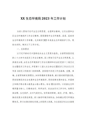 XX生态环境局2023年工作计划.docx