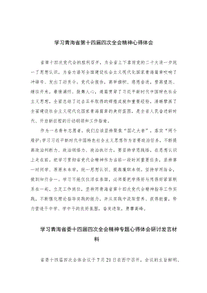 2023学习青海省第十四届四次全会精神心得体会精选(通用五篇).docx