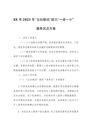 XX市2023年“五社联动”助力“一老一小”服务试点方案.docx