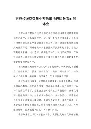 医药领域腐败集中整治廉洁行医教育心得体会八篇合集.docx