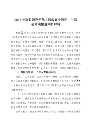 2023年副职领导干部主题教育专题民主生活会对照检查剖析材料2023年8月.docx