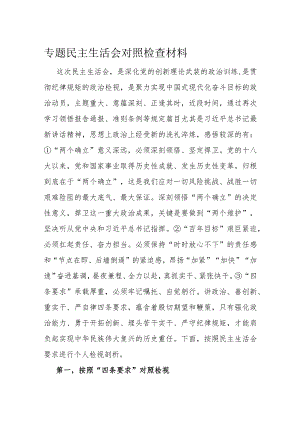 专题民主生活会对照检查材料.docx
