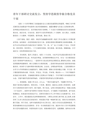青年干部研讨交流发言：坚持学思践悟 争做合格党员干部.docx