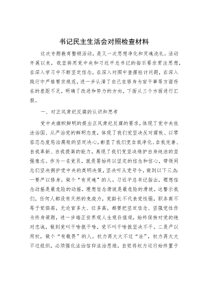 书记民主生活会对照检查材料.docx