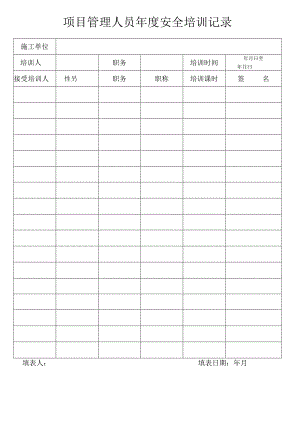 项目管理人员年度考核记录模板范文.docx