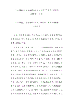 “以学铸魂 以学增智 以学正风 以学促干”发言剖析材料心得体会(二篇).docx