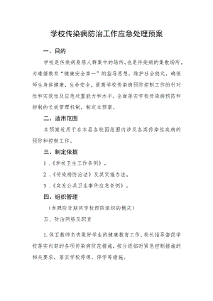 学校传染病防治工作应急处理预案.docx
