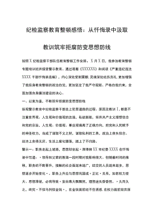 纪检监察干部队伍教育整顿感悟：从忏悔录中汲取教训筑牢拒腐防变思想防线2.docx