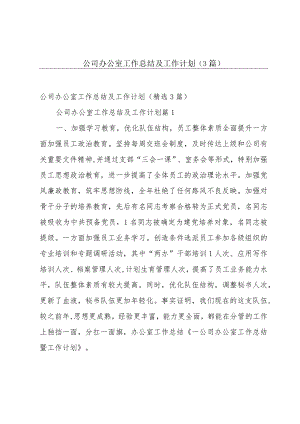 公司办公室工作总结及工作计划（3篇）.docx