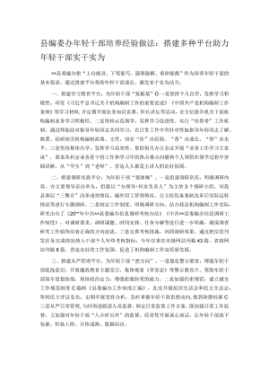 县编委办年轻干部培养经验做法：搭建多种平台助力年轻干部实干实为.docx
