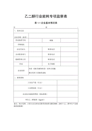 乙二醇行业能耗专项监察表.docx