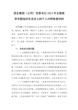 国企集团（公司）党委书记2023年主题教育专题组织生活会上的个人对照检查材料.docx