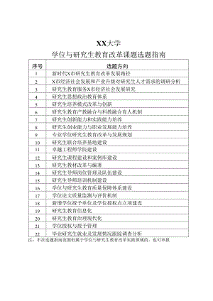 XX大学学位与研究生教育改革课题选题指南.docx