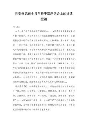 县委书记在全县年轻干部座谈会上的讲话提纲.docx