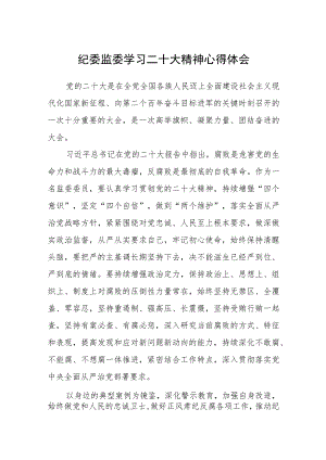 纪委监委学习二十大精神心得体会(精选三篇).docx