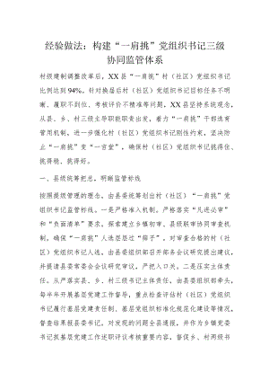 经验做法：构建“一肩挑”党组织书记三级协同监管体系.docx