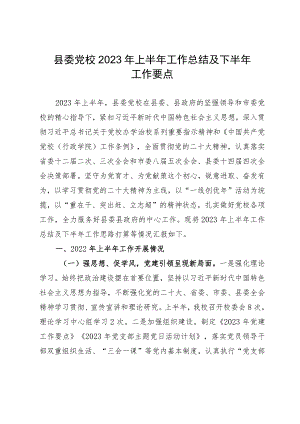 县委党校2023年上半年工作总结及下半年工作要点.docx