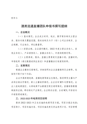 酒类流通直播团队申报书撰写提纲.docx