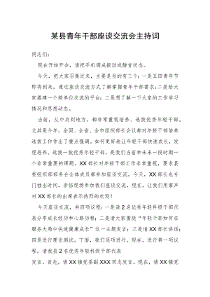 某县青年干部座谈交流会主持词.docx