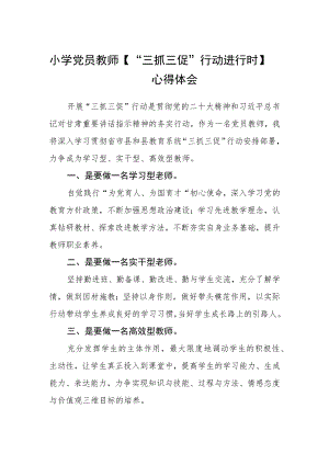 小学党员教师【“三抓三促”行动进行时】心得体会(精选三篇).docx
