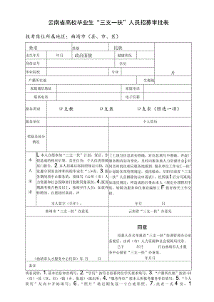 云南省“三支一扶”人员招募审批表.docx
