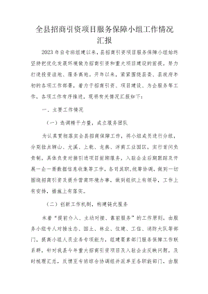 全县招商引资项目服务保障小组工作情况汇报.docx