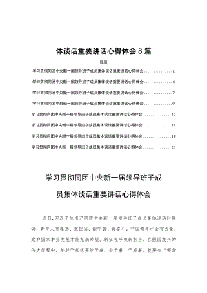 学习贯彻同团中央新一届领导班子成员集体谈话重要讲话心得体会8篇.docx