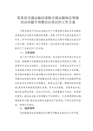 某某县交通运输局道路交通运输执法领域突出问题专项整治自查自纠工作方案.docx