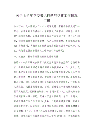 关于上半年党委书记抓基层党建工作情况汇报.docx