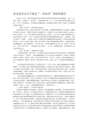 党支部书记关于落实“一岗双责”情况的报告.docx