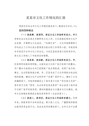 某某市文化工作情况的汇报.docx