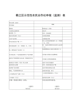 衢江区示范性农民合作社申报监测表.docx