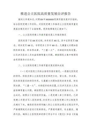 推进公立医院高质量发展自评报告.docx