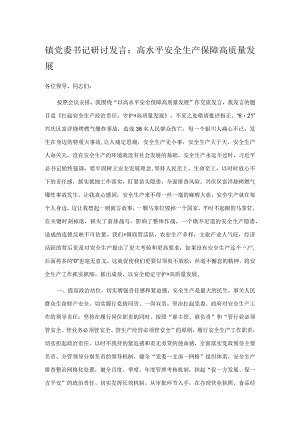 镇党委书记研讨发言：高水平安全生产保障高质量发展.docx