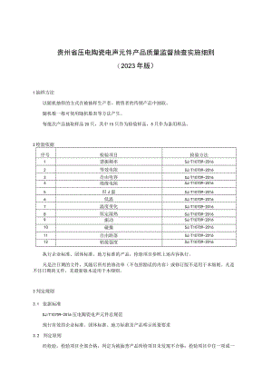 贵州省压电陶瓷电声元件产品质量监督抽查实施细则（2023年版）.docx