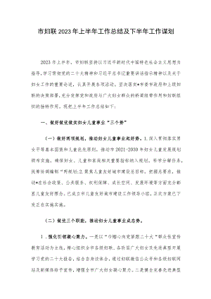 市妇联2023年上半年工作总结及下半年工作谋划.docx