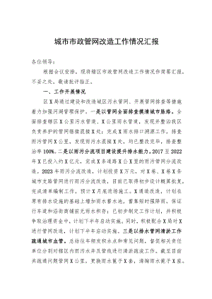 城市市政管网改造工作情况汇报.docx